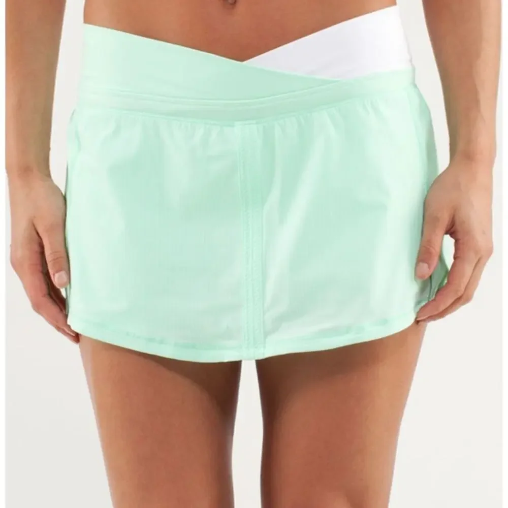 Lululemon Run Pace Skirt in Fresh Teal and White Women's Size 10